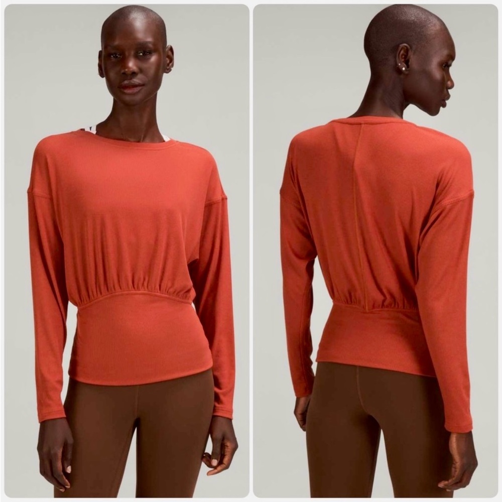 Lululemon Women's Rust Modal Long Sleeve Ribbed Top 6 Yoga Soft Gym